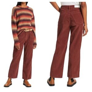Re/Done Originals 70's Loose Flare Corduroy Pants 26 Washed Brick Red High Rise